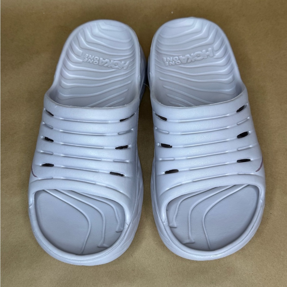 HOKA ORA RECOVERY SLIDE - LILAC MARBLE/ELDERBERRY M9/W11 - Picture 2 of 7